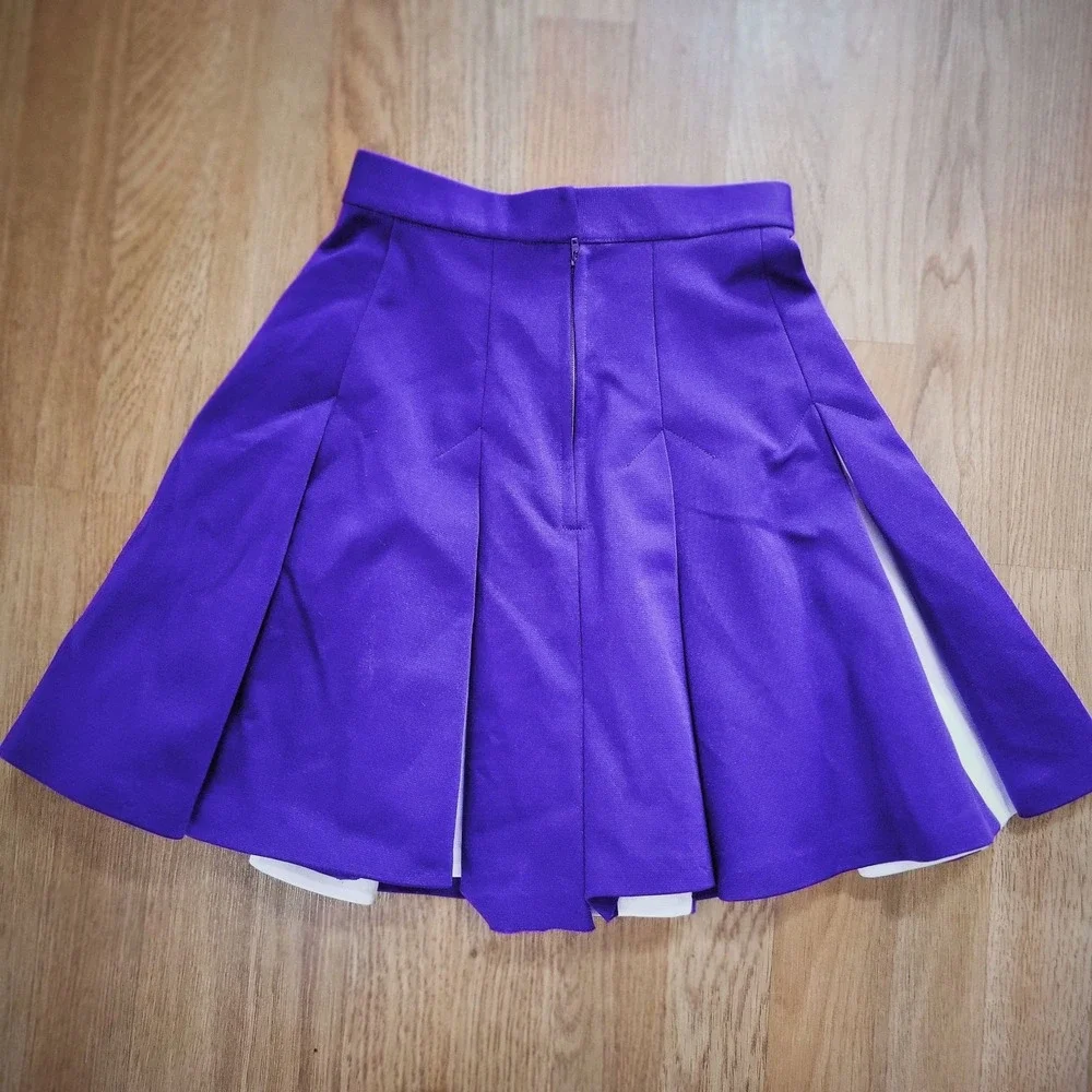 Team Mates Cheerleading Uniform Vintage 90s Purple White Skirt Top Set USA Small